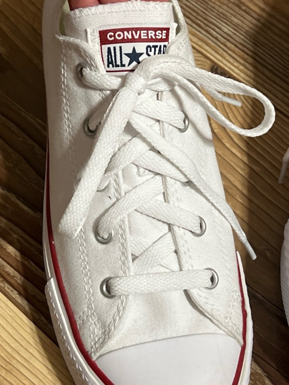 Converse White Sneakers with Red Trim - Kids Low Top